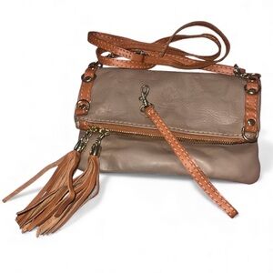 Vera Pelle Tan and Brown Crossbody Bag